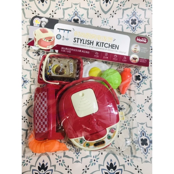 Đồ chơi nấu ăn nhà bếp, Bộ đồ chơi nồi cơm điện kèm bàn ghế và đồ ăn phát triển kĩ năng cho bé