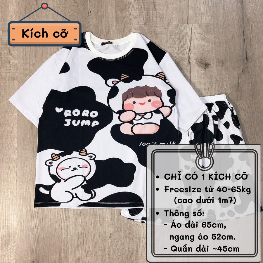 Set bộ bò sữa ❤️ Đồ bộ hoạt hình form rộng Unisex RORO JUMP Freesize dành cho nam nữ Molly Fashion