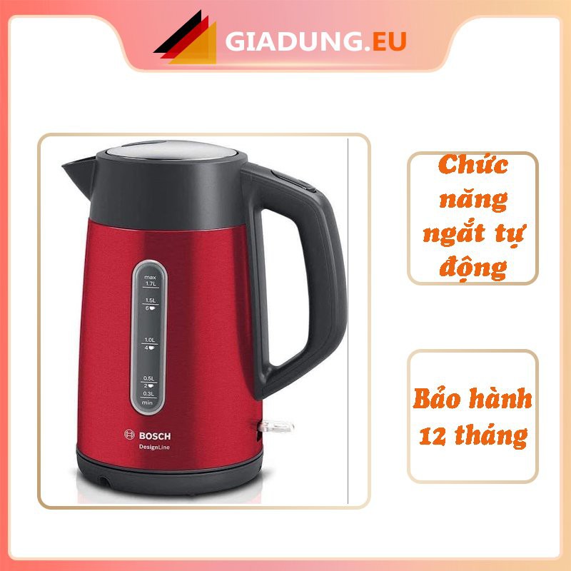 [Mã ELHADEV giảm 4% đơn 300K] Ấm siêu tốc Bosch đỏ TWK4P434 1,7L [Chính hãng]