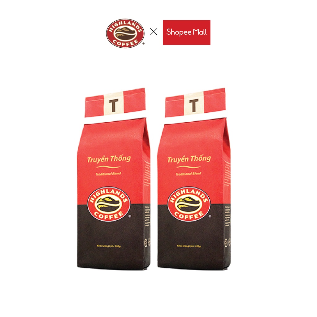 [Mã GROXUAN1 giảm 8% đơn 150K] Combo 2 gói Cà phê rang xay Truyền thống Highlands Coffee 200g/gói