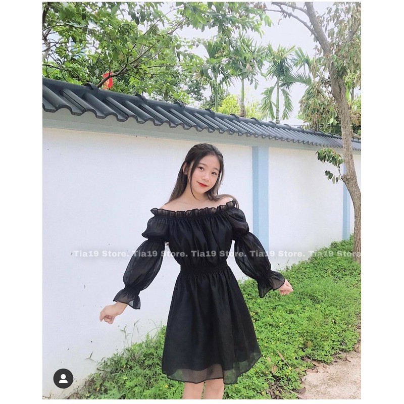 Váy trễ vai bo tay . Đầm trễ vai ( Ảnh Thật Tia19 chụp) | BigBuy360 - bigbuy360.vn
