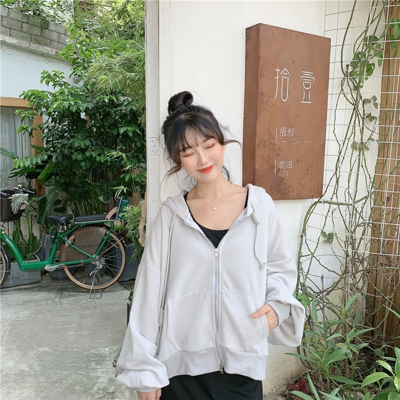Áo khoác Cardigan tay dài có nón khóa kéo thời trang năng động | BigBuy360 - bigbuy360.vn
