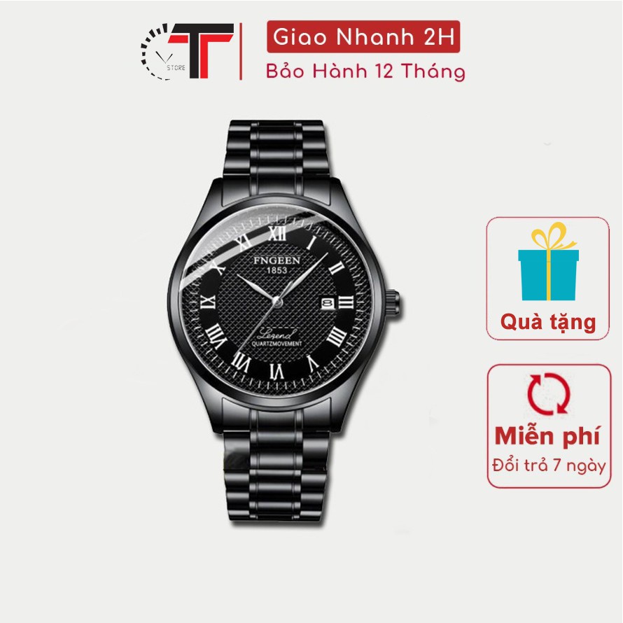 Đồng Hồ nam FNGEEN 1853 Màu Trắng Dây Thép Không Gỉ Cao Cấp, Mặt Kính Tráng Sapphire, Chống Xước, Chống Nước