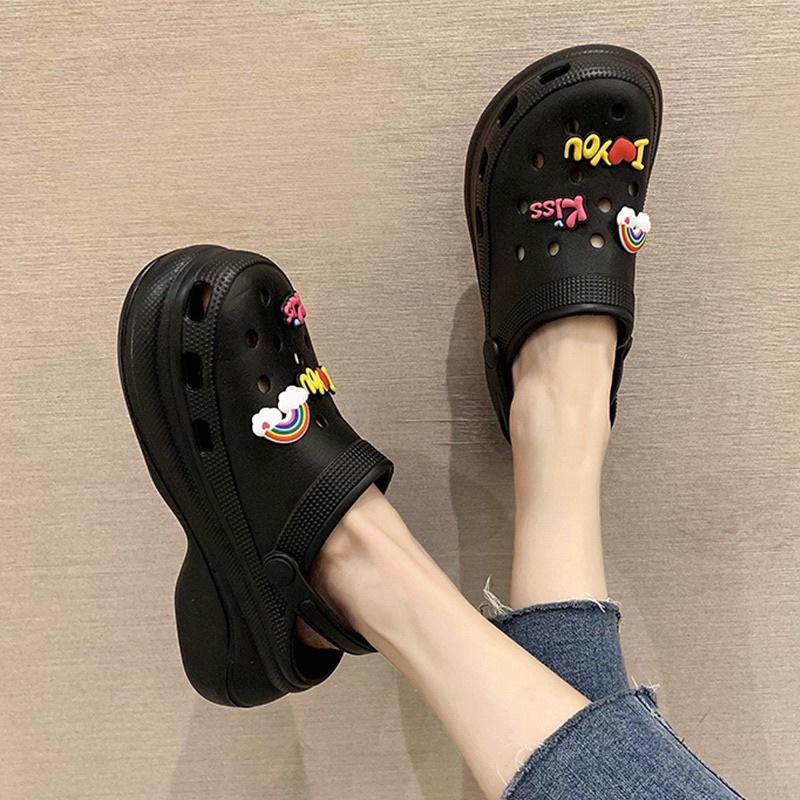 Dép cross cute sục cao su non nam nữ tặng kèm 6 sticker
