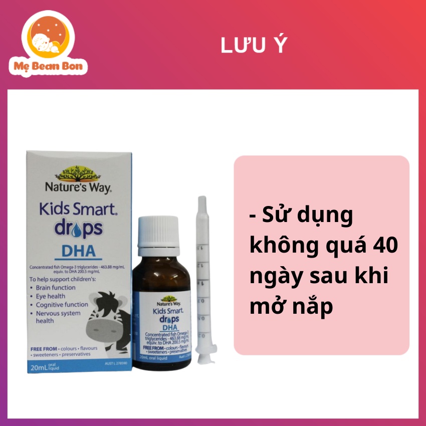 DHA cho bé từ sơ sinh NATURE'S WAY KIDS SMART DROPS DHA DẠNG NƯỚC nhỏ Giọt 20ml giúp bé phát triển trí tuệ thông minh