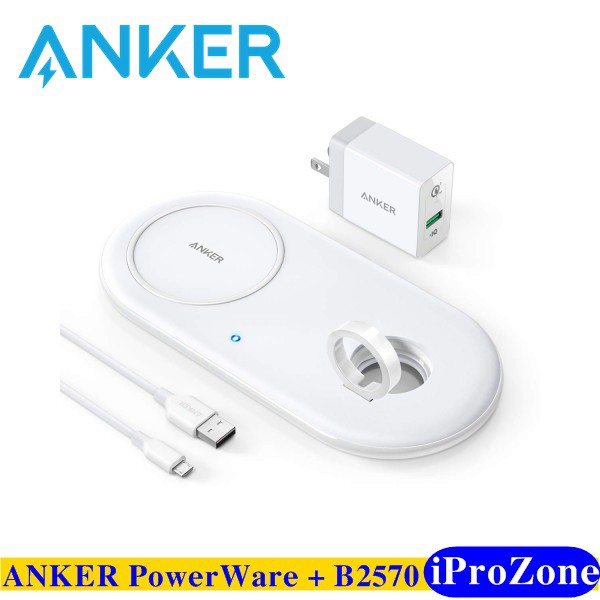 Đế sạc không dây Anker PowerWave+ 2 trong 1 ( Apple watch và Smartphone ) Hỗ trợ sạc nhanh