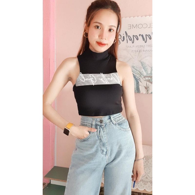 áo croptop ba lỗ cổ cao