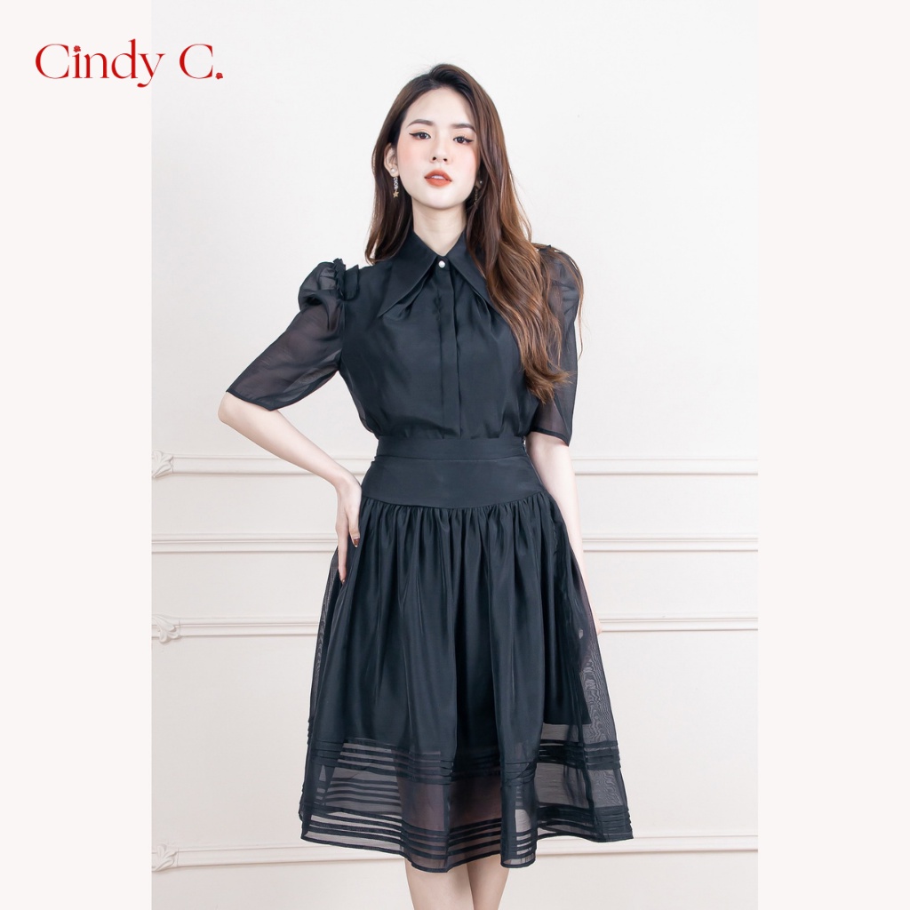 Áo Sơ Mi Tay Lỡ Và Chân Váy Adelaide Cindy C chất liệu Organza 495 / 496