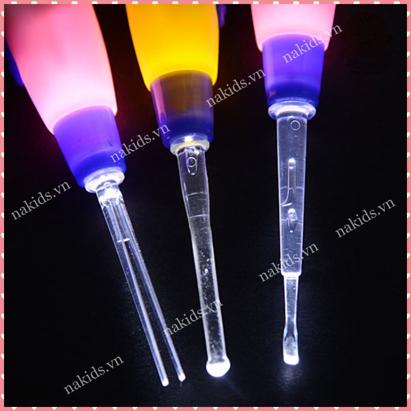 Bộ Lấy Ráy Tai 3 Đầu Có Đèn Phát Sáng - Cây Lấy Ráy Tai Hình Thú Ngộ Nghĩnh Cho Trẻ Em Và Cả Gia Đình