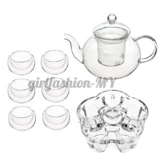 Bộ Ấm Trà Thủy Tinh 600ml + 6 Tách Trà Phong Cách Trung Hoa