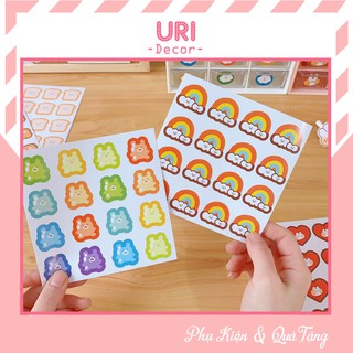 Set 2 tấm sticker trang trí sổ vở bàn học decal dán tập sổ giấy bookmark nhiều mẫu URI DECOR