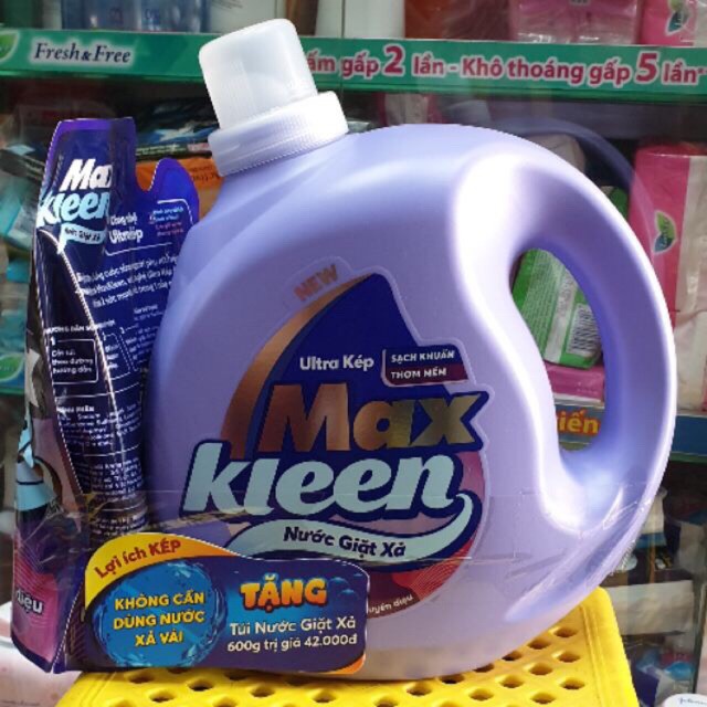Nước Giặt Xả MaxKleen Hương Nước Hoa Huyền Diệu / Hoa Nắng 2,4kg tặng Túi nước giặt xả 600g