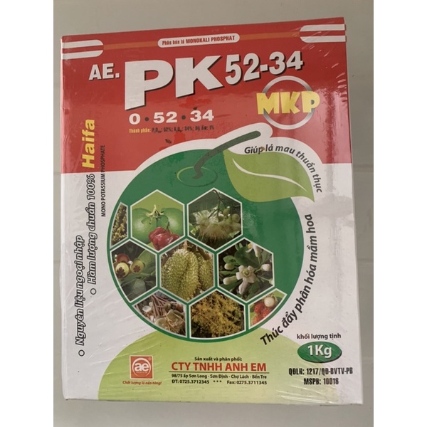 PHÂN BÓN VÔ CƠ AE.MKP CTy Anh Em - GÓI 1KG - Thúc đẩy phân hoá mầm hoa