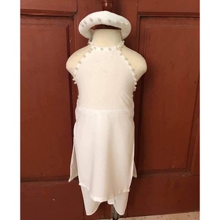 áo dài cổ Yếm đào chụp sen đính Ngọc kèm mấn cho bé gái