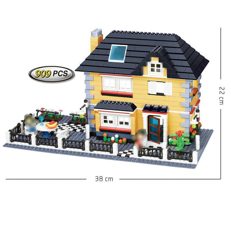 Compatible With Wange 909pcs 34051 Large Bungalow Villa Building Block Educ