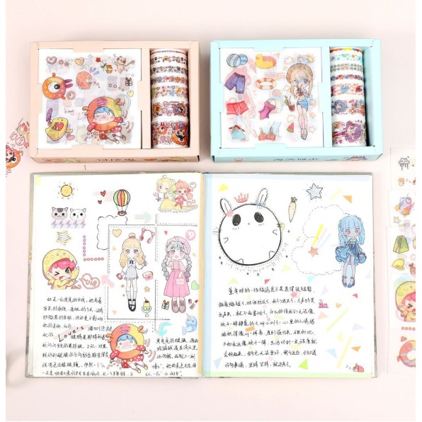 Hộp sticker dán vở siêu đẹp tặng bạn dễ thương, chứa nhiều băng dính cute cho bé ngày sinh nhật | BigBuy360 - bigbuy360.vn