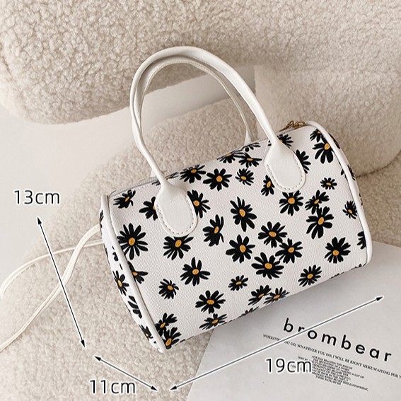 Túi xách nữ đeo chéo ulzzang cầm tay dự tiệc đựng ĐTDĐ Mini Bag dạng trống in hoa nhiều màu tiện dụng(TT2239)