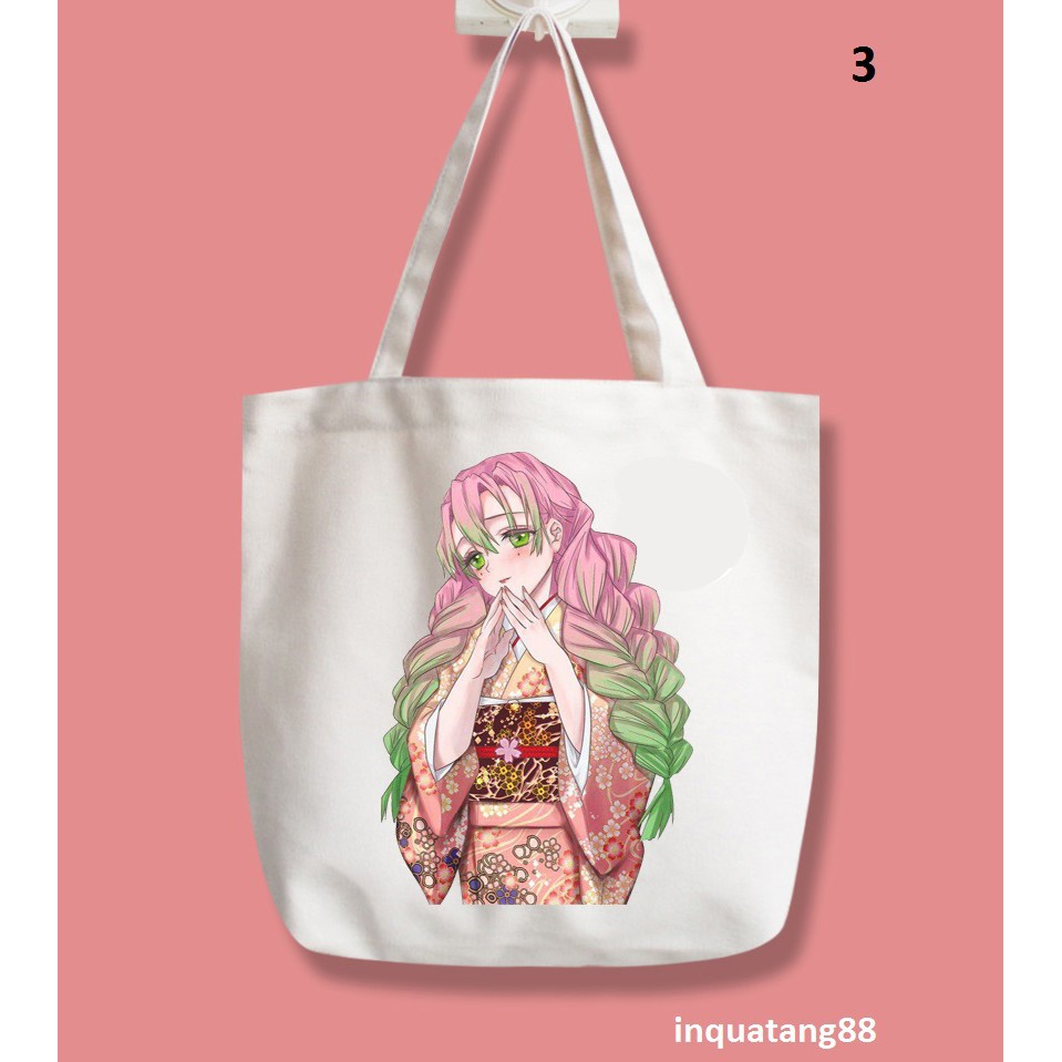 Túi vải bố tote canvas - Kimetsu no Yaiba-Luyến Trụ Kanroji Mitsuri