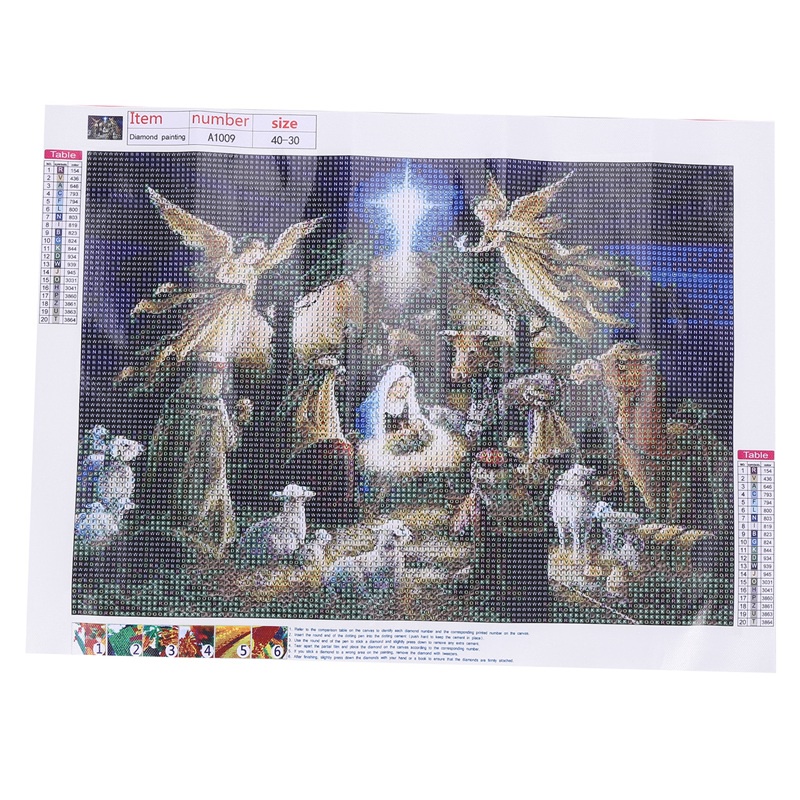 Bộ Tranh Đính Đá Tròn Diy Hình Chúa Jesus Và Thiên Thần Trang Trí Nhà Cửa