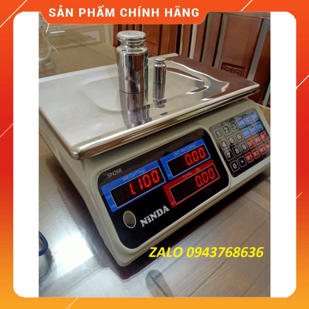 Cân Điện Tử Tính Giá Tiền 30kg NINDA SN268, 2 Mặt Đồng Hồ Trước Sau