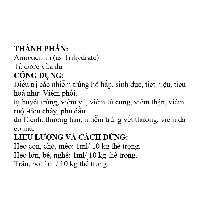 Thú Y Amox LA Bio Dùng Tốt Cho Chó, Mèo, Dê, Bò, Heo