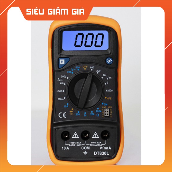 Đồng hồ đo vạn năng DT830L ( Que đo , đế cao su ,bin ,đèn màn hình ) thiết kế gọn gàng ,đẹp mắt