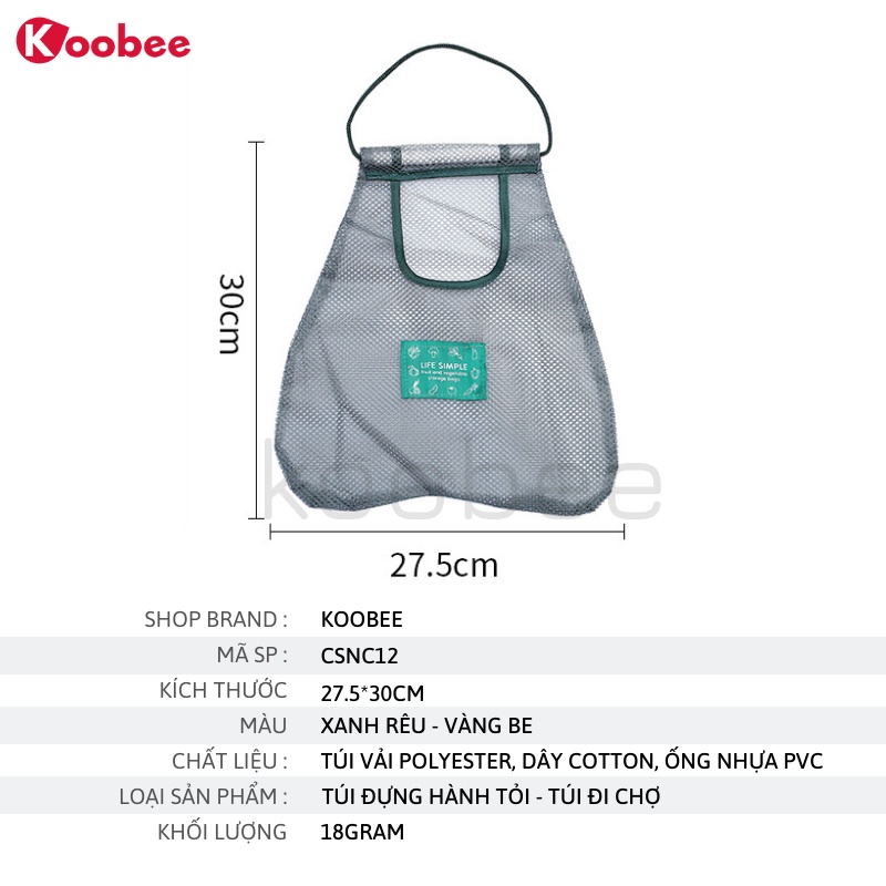 Túi lưới treo đựng hành tỏi rau củ nhà bếp - Túi đi siêu thị, đi chợ Simple Life thân thiện bảo vệ môi trường