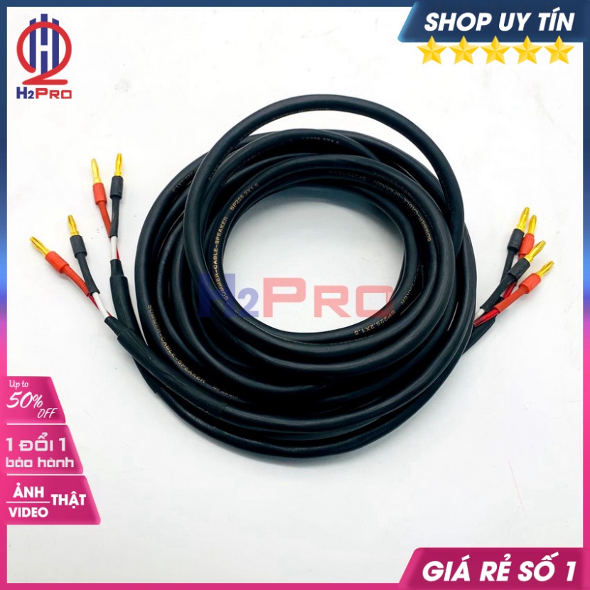 Cặp Dây Loa Sommer Đức Đầu Jack Bắp Chuối, Lõi Đồng 2X1.5Mm, 8 Đầu Dây Loa Bắp Chuối Cao Cấp Dài 2M, 3M, 5M-H2Pro Audio