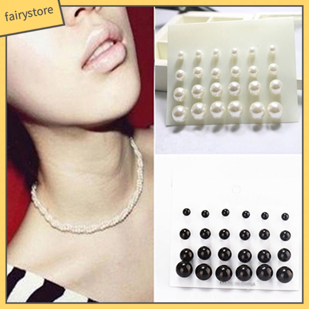 Set 12 đôi khuyên tai dạng xỏ hạt ngọc trai nhân tạo thanh lịch dành cho nữ