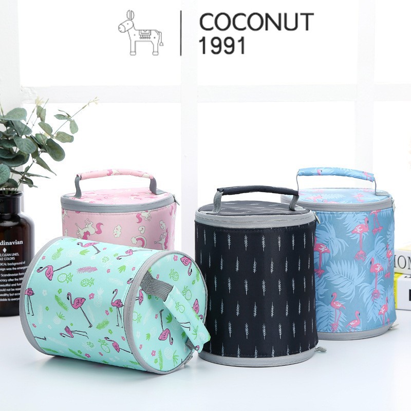 Túi đựng cơm cao cấp hình tròn có thể gấp gọn, vải ngoài chống thấm