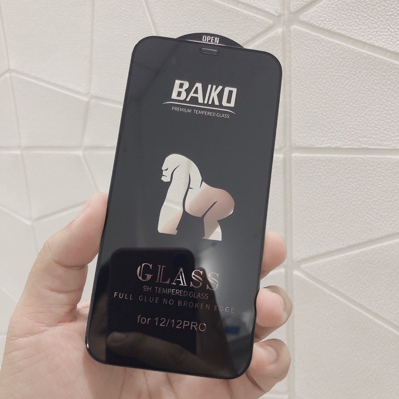 Kính cường lực iphone x,xs,xsm,11,12,11promax,12,12promax,13,13promax full mà hình hãng Baiko có chống bụi màng loa