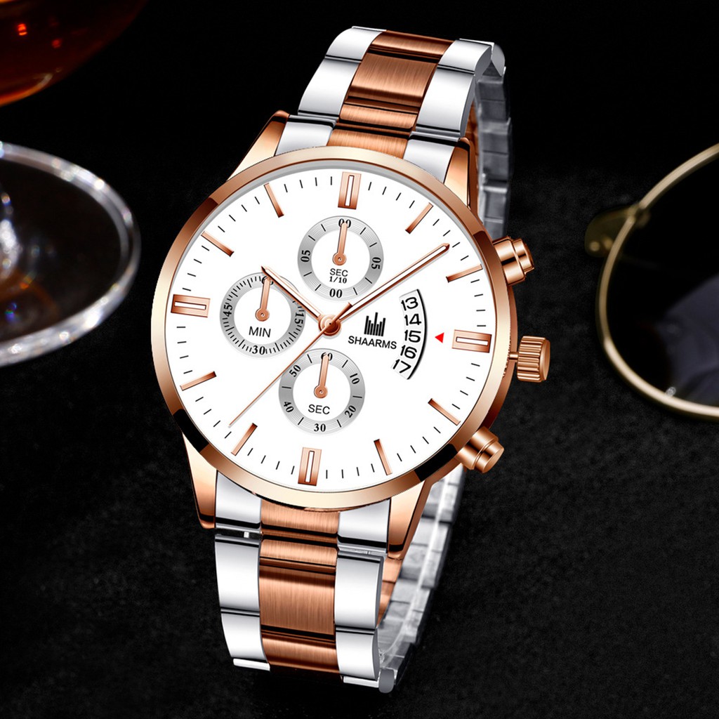 SHAARMS Đồng Hồ Kim Có Hiển Thị Ngày Thiết Kế Đơn Giản Cho Nam