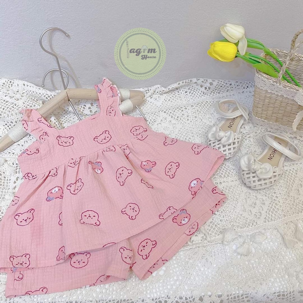 Bộ hai dây tay cánh tiên chất đũi xốp mềm, mát cho bé gái mùa hè mẫu mới 2022 - Lagim House