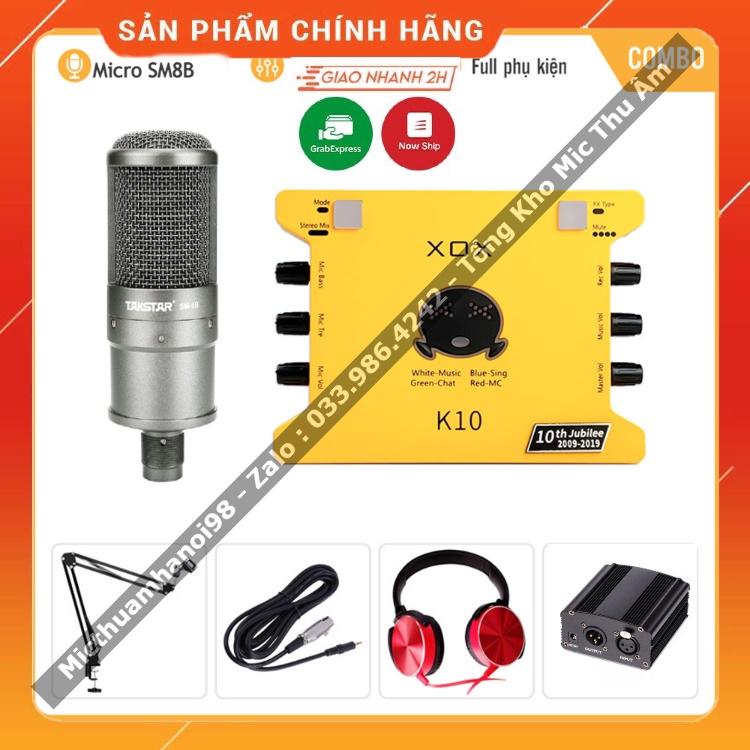 Bộ Mic Hát Livestream Sound Card XOX K10 2020 &amp; Mic Takstar SM8B . Thiết Kế Trẻ Trung Sống Động . Bảo Hành 12 Tháng