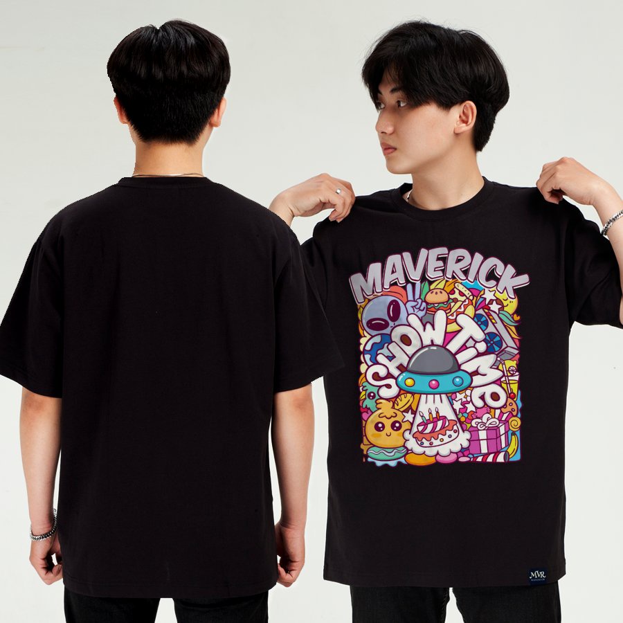 Áo form rộng nam nữ icon người ngoài hành tinh hoạt hình MVR size rộng tee Mỹ BB4095