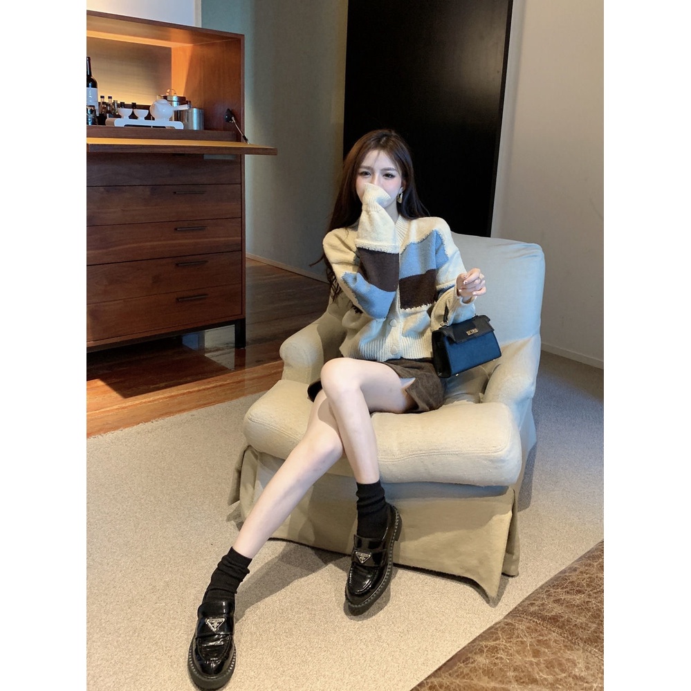 Áo Khoác Cardigan Dệt Kim Dáng Rộng Kiểu Retro Nhật Bản Thời Trang Mùa Đông 2022 Cho Nữ