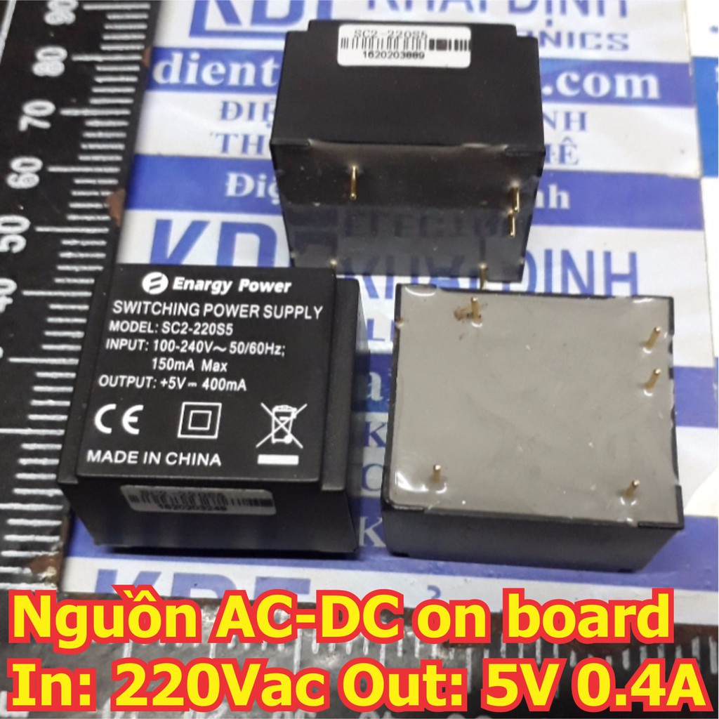 nguồn AC-DC on board, in: 220Vac, out: 5V, 40mA, chân cắm, 27 gam kde5440