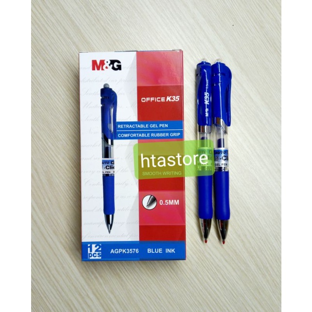 Hộp 12 bút gel bấm M&G K35 (AGPK35F6) ngòi 0.5mm viết mượt mực ra đều