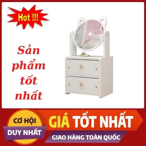 KỆ TRANG ĐIỂM KÈM GƯƠNG MÈO XINH XẮN.