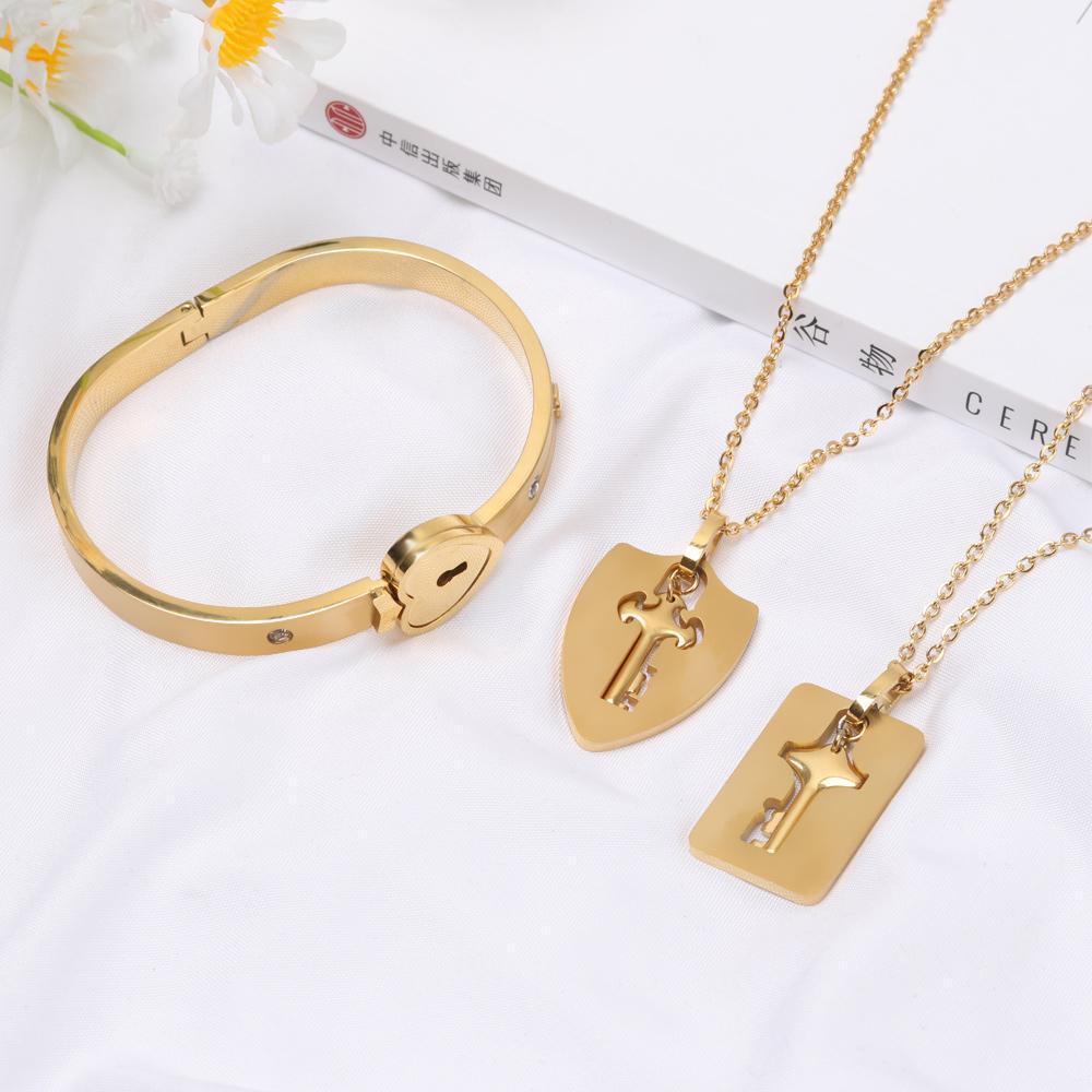 HS Vòng cổ Mặt Ổ Khóa + Chìa Khóa Cho Nam Và Nữ