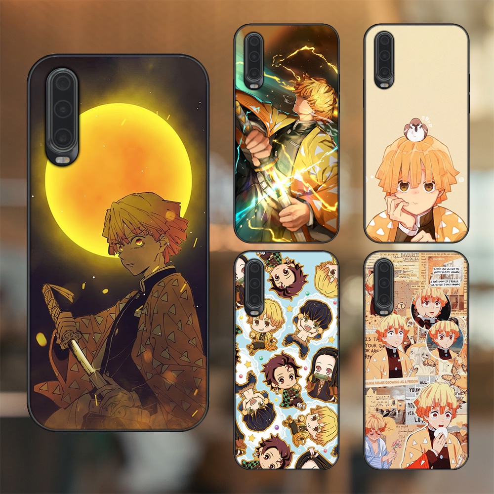 Ốp lưng Huawei P30 viền đen in hình Zenitsu Kimetsu no Yaiba
