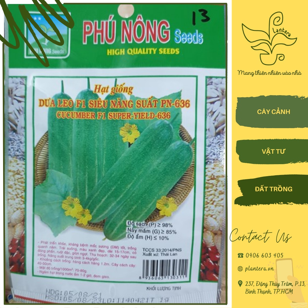 Hạt giống Phú Nông - Dưa leo F1 PN-636 Gói 1g - Hạt Giống - Rau Ăn Quả