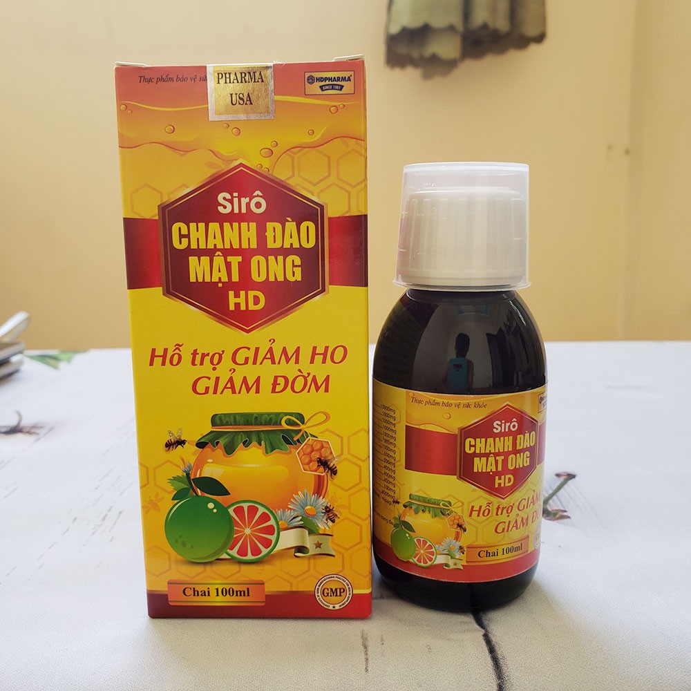 Siro Chanh Đào Mật Ong HD hỗ trợ bổ phế giảm ho tiêu đờm 100ml
