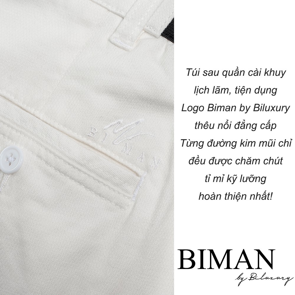 Quần đùi nam Biman by Biluxury short kaki ngố lửng khoá kéo cạp chun đứng dáng lịch lãm 5QNKB002TRK