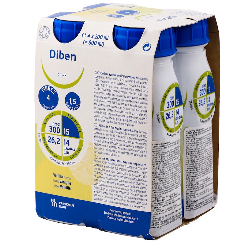 Sữa Diben Drink Vanilla 200ml - Dinh Dưỡng Cho Bệnh Nhân Tiểu Đường