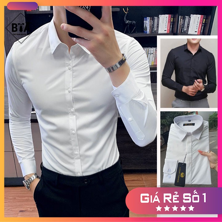 Sơ Mi Nam Trắng Cao Cấp Hàng Vnxk không bai không nhăn không xù | BigBuy360 - bigbuy360.vn