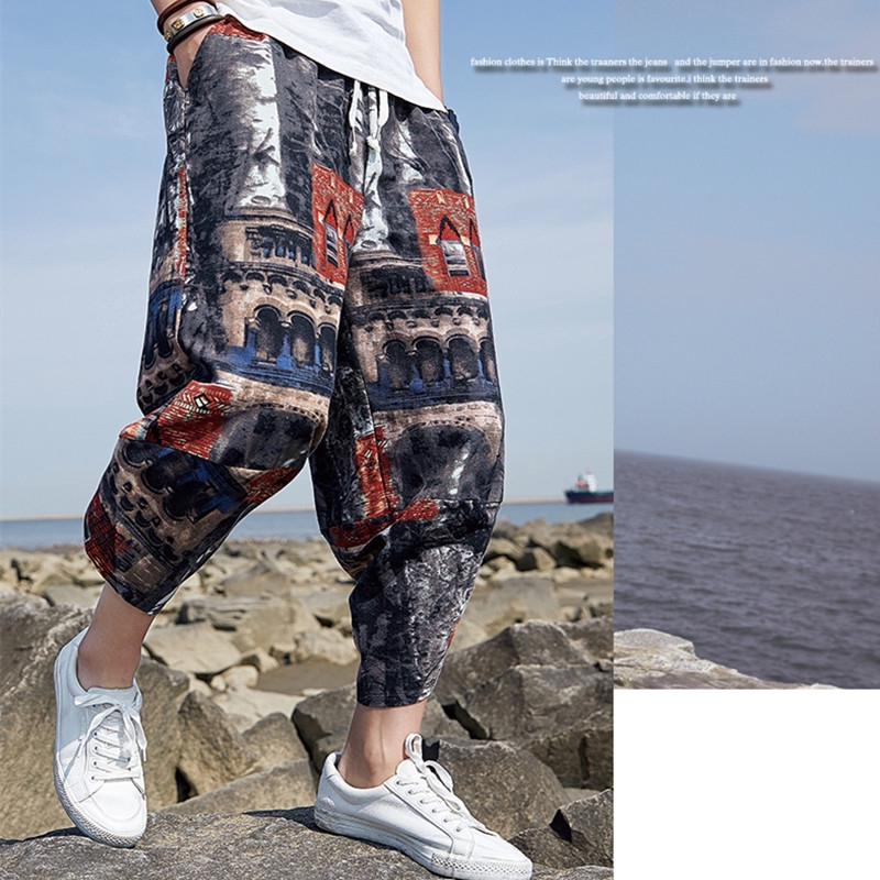 Quần ống rộng in họa tiết trẻ trung hợp thời trang cho nam | BigBuy360 - bigbuy360.vn