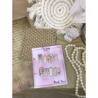 nailbox móng úp móng giả thạch nude nơ đá