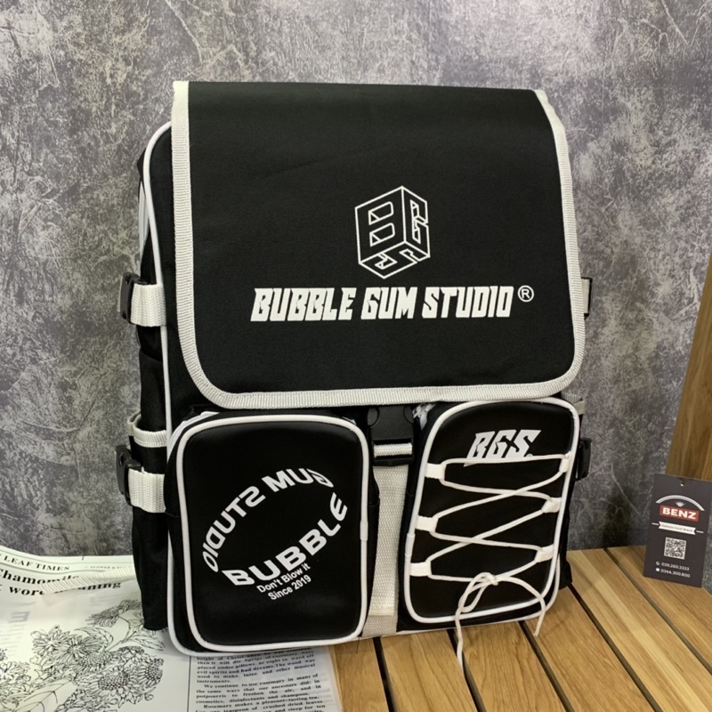 Balo thời trang nam nữ BUBLE GUM STUDIO chất vải Canvas chống thấm nước nắp gập kích cỡ lớn nhiều ngăn tiện dụng AT116