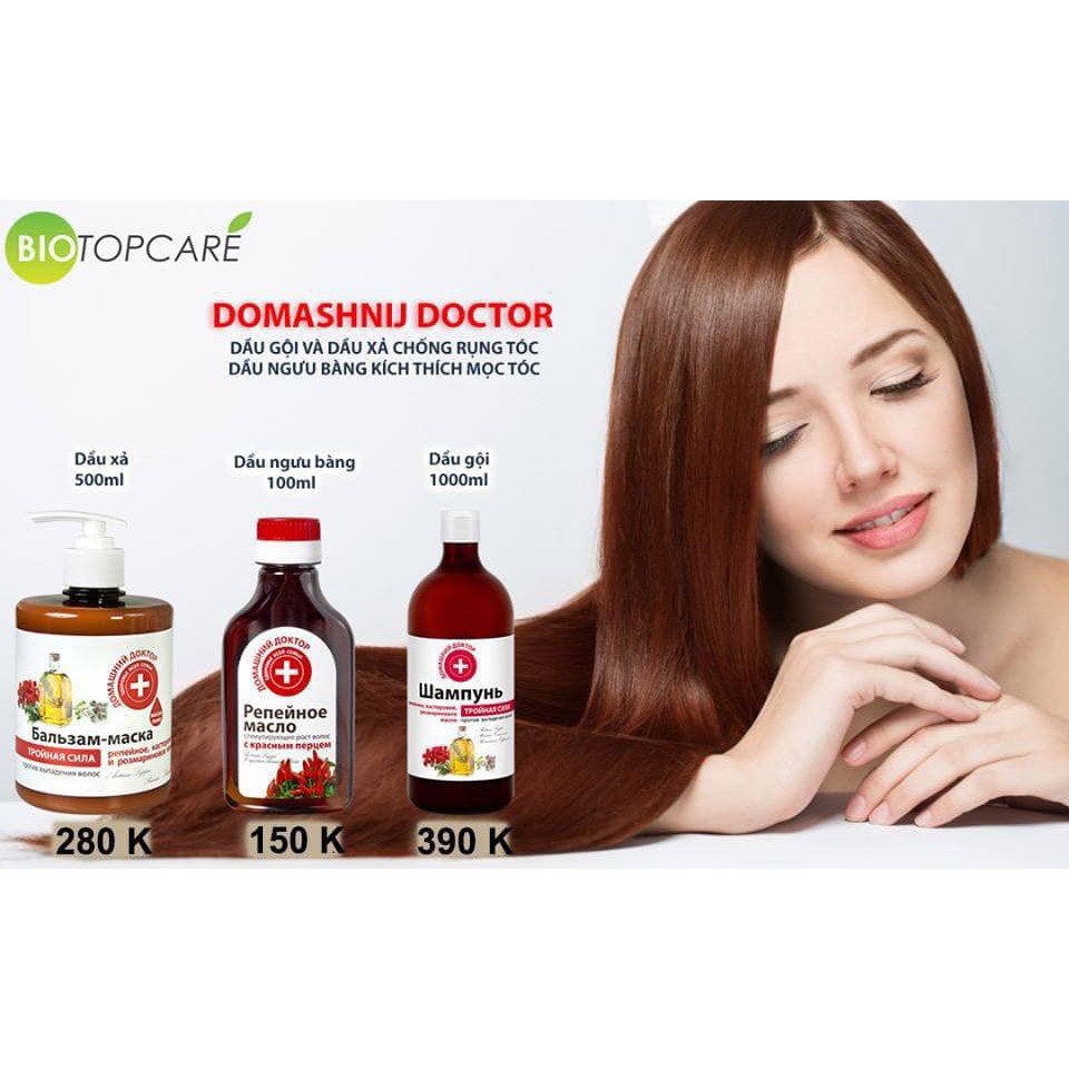 Dầu gội và xả ba tác động chống rụng tóc Domashnij Doctor